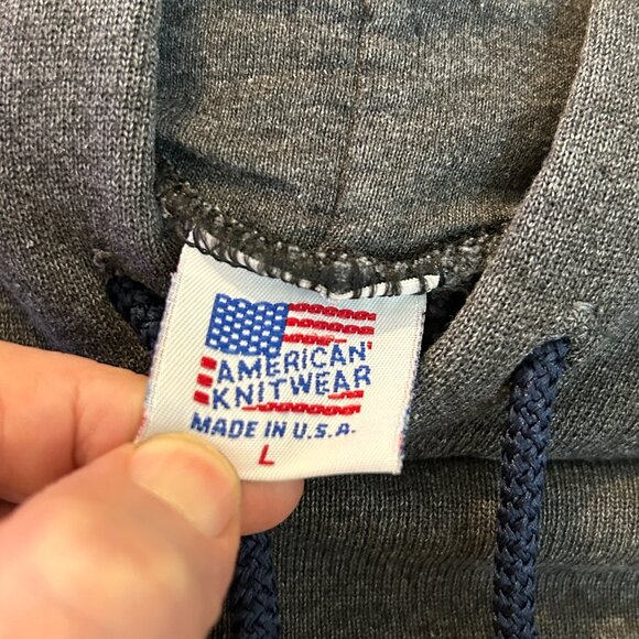 American Knitwear USA Embroidered Gray Hoodie Men’s Size Large - Picture 4 of 4